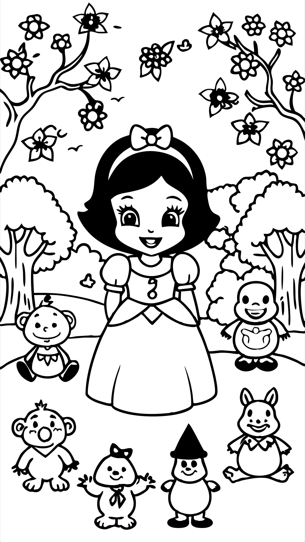 Blancanieves de siete páginas para colorear enano